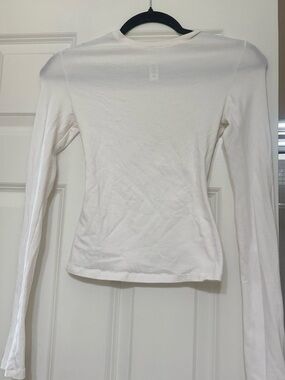 Skims cotton jersey White Long-Sleeve Slim Crewneck Top